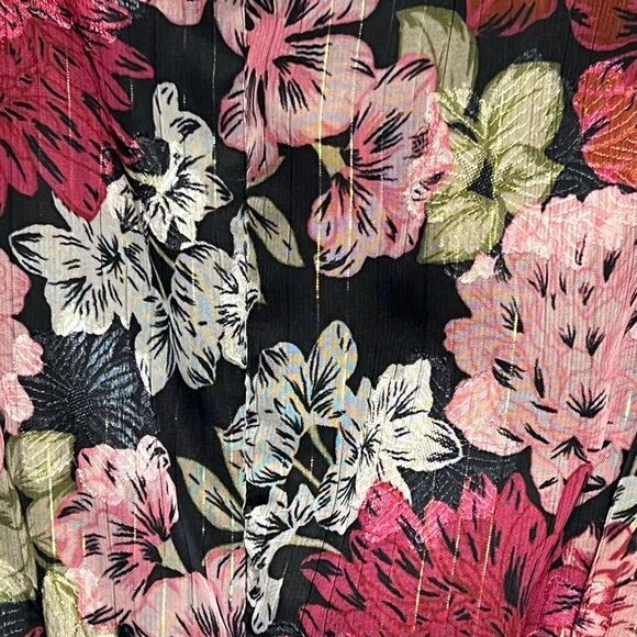 New ADELYN RAE Eliza Floral Print Puff Sleeve Tiered Midi Dress In Pink Sz S - Picture 7 of 8